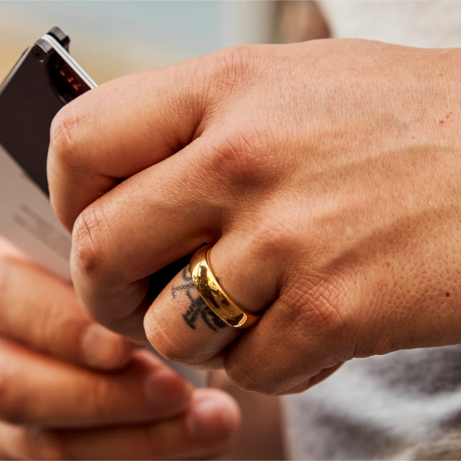 Ridge 6mm Rounded Ring Set - 24K Gold - Image 3