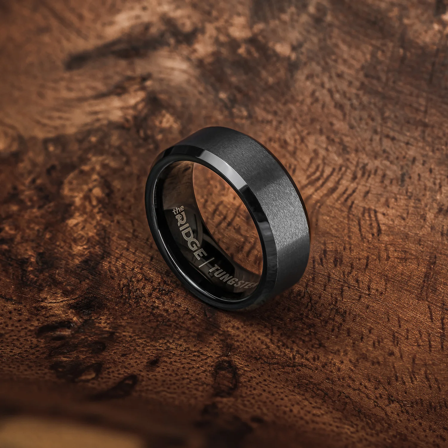 Ridge 8mm Beveled Ring Set - Gunmetal - Image 5