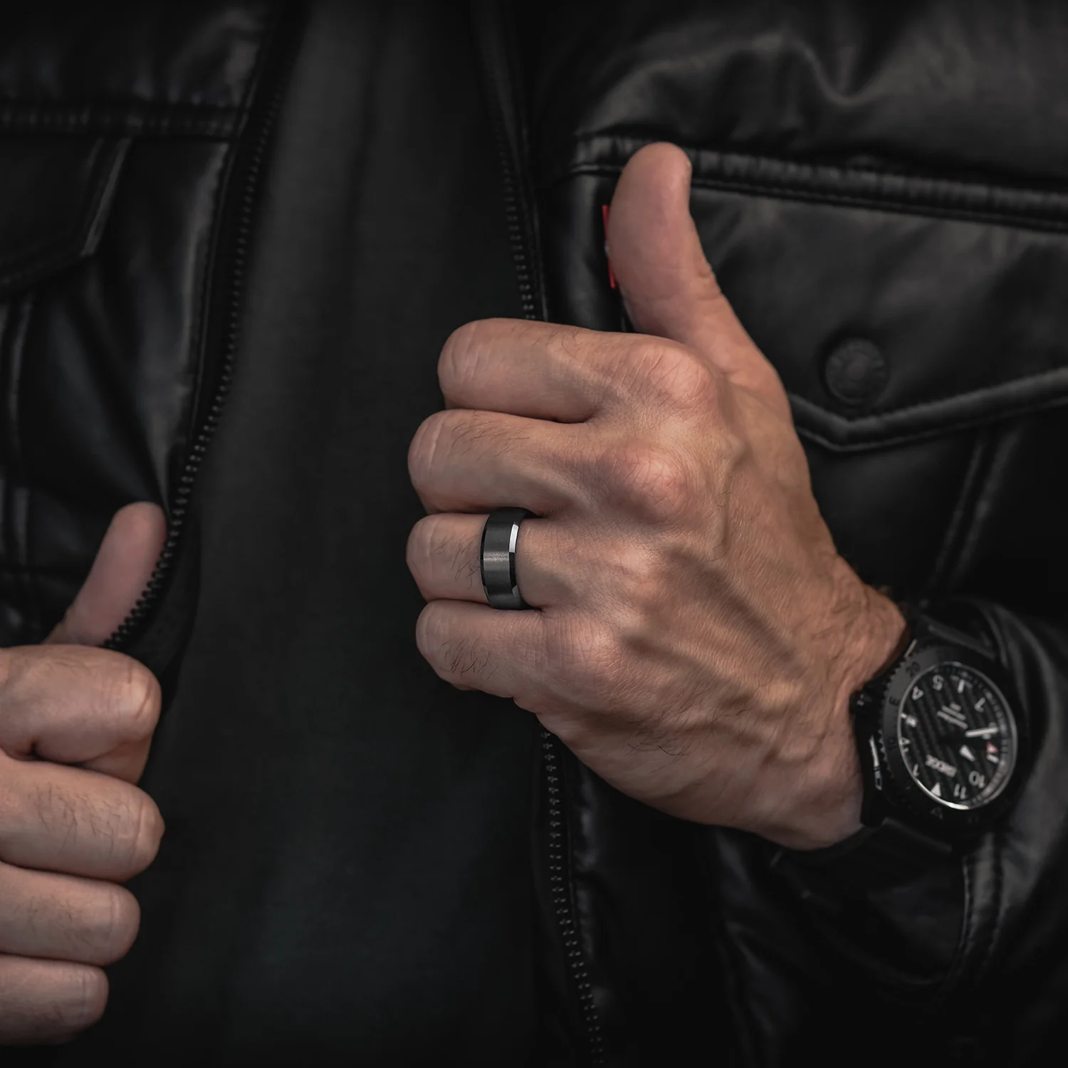 Ridge 8mm Beveled Ring Set - Gunmetal - Image 6