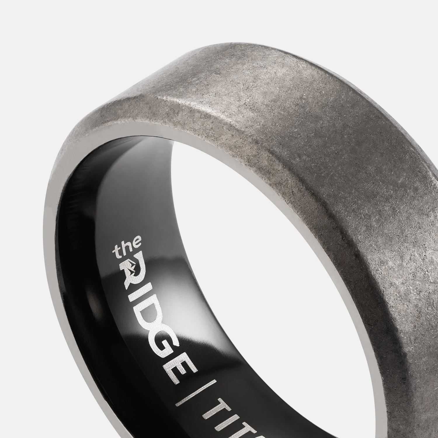 Ridge 8mm Beveled Ring Set - Stonewashed Titanium - Image 4